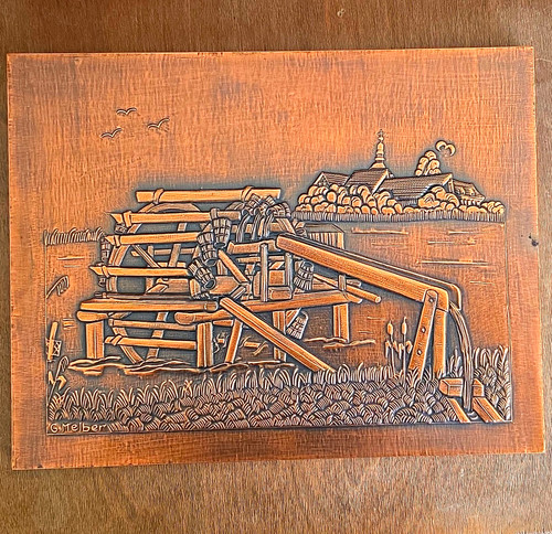 Kupferplatte relief wandbild - kupferplatte,