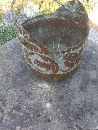 Jugendstil kupfertopf antik - kupfertopf, um
