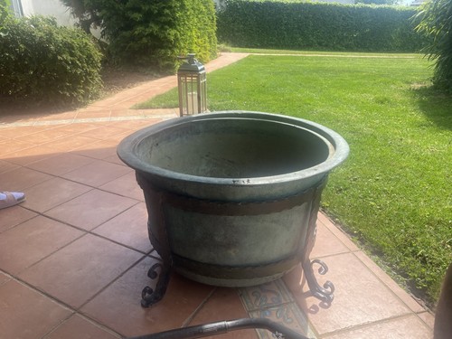 Antiker kupferkessel mit - antiker,